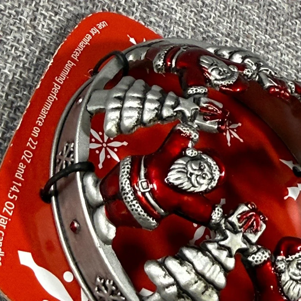 Yankee Candle Illuma-Lid Santa Christmas Tree Jar Topper Red Silver New Holiday